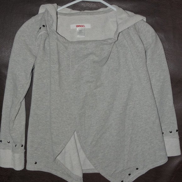 Bongo - Open Ripple Design Sweatshirt Cardigan with Stud Accents - Picture 6 of 7